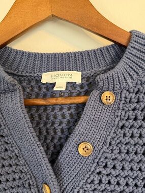 Haven Men's Chunky Knit Cardigan - Dusty Blue